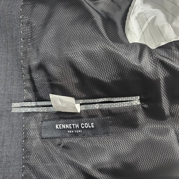 Kenneth Cole 44L Gray Black Blazer Suit Jacket - Picture 10 of 11